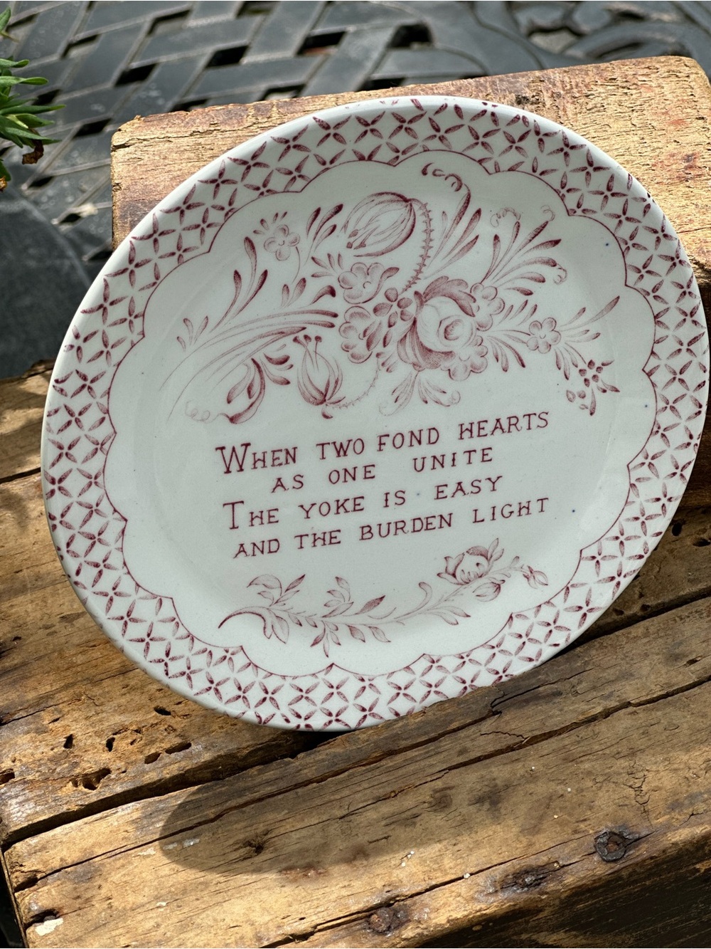 Vintage Crownford Staffordshire England Wedding Marriage Plate